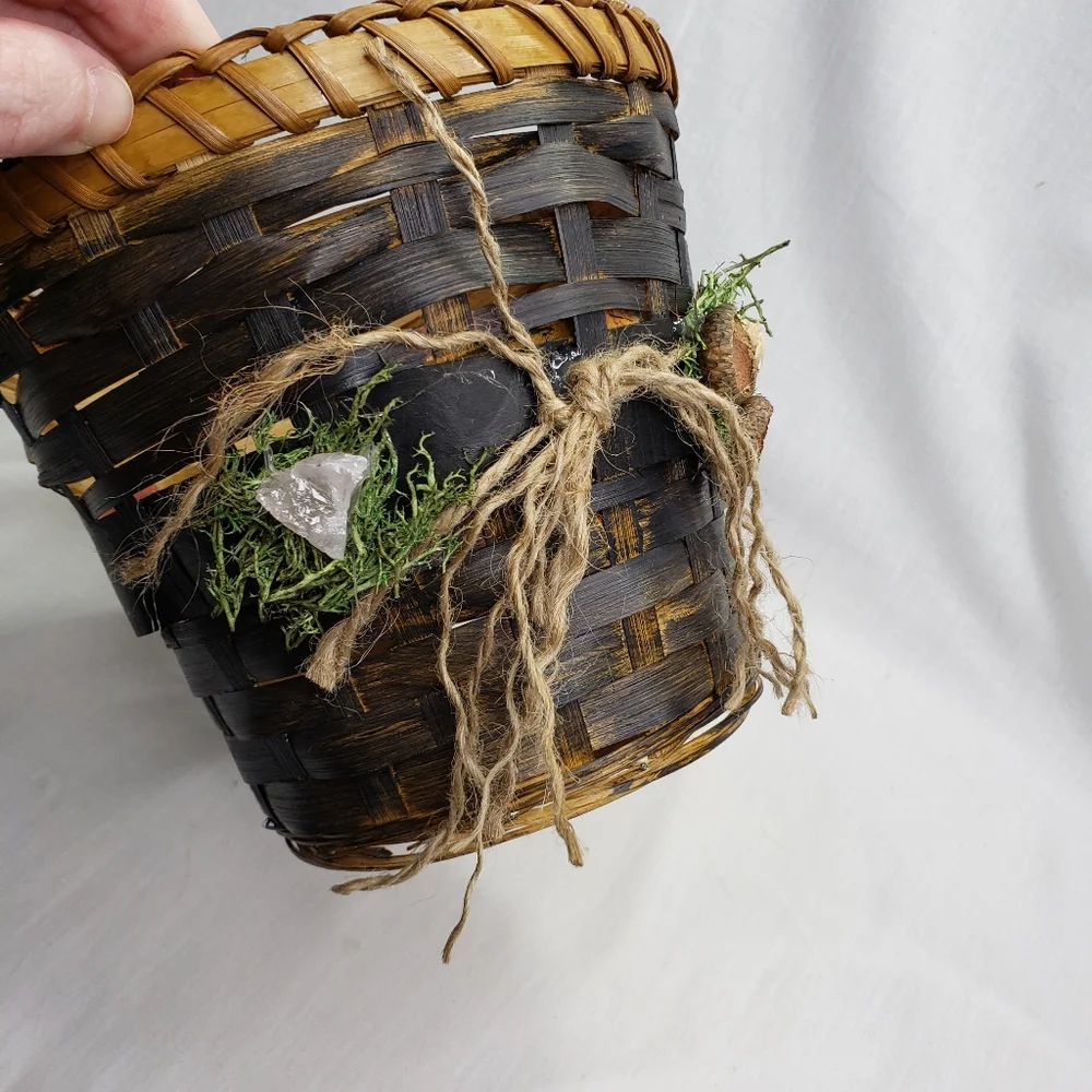 Handmade Woodland Woven Wicker Basket Planter